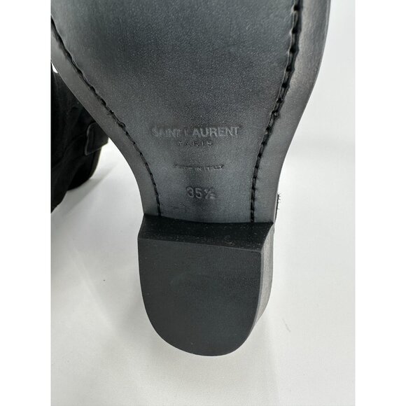 Saint Laurent Black Suede Eastwood 45mm Ankle Boots 35.5 EU 5.5 US Stacked Heel - Picture 9 of 9